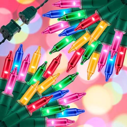 Miniatura 8 de Juego de 150 luces amarillas extra brillantes con conectores finales, luces decorativas de Navidad de 31.9 ft con certificación UL, juego de mini