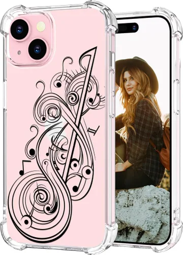 Miniatura 58 de Hungo Funda compatible con iPhone 15 Plus para mujer, diseño floral transparente, lindo, flor azul rosa Rosas Azules