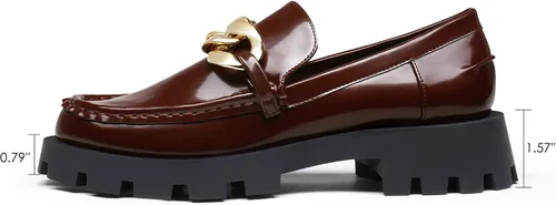 Miniatura 2 de DREAM PAIRS Mocasines cómodos de plataforma gruesa para mujer con suela antideslizante y piel sintética zapatos casuales de trabajo de negocios