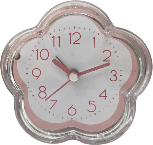 Miniatura 10 de Reloj despertador, con forma de flor, silencioso, para mesita de noche, marco transparente, sin tictac, reloj digital de cuarzo para sala de estar