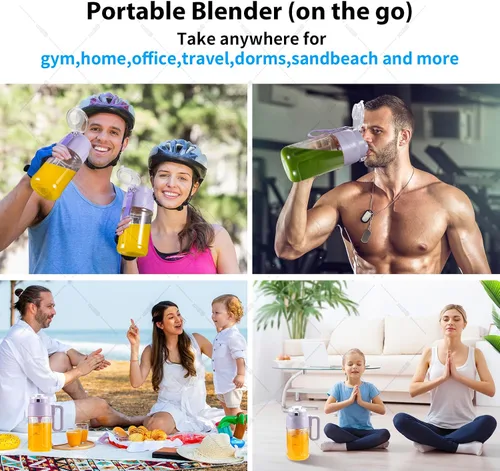 Miniatura 6 de Licuadora portátil para batidos, 34 onzas, tamaño personal, mini batidora de proteínas, licuadora de batidos, inalámbrica y sin BPA, con tapa
