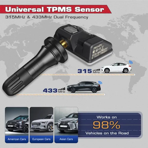 Miniatura 4 de Autel TPMS - Juego de 4 sensores MX-Sensor 315+433Mhz 2 en 1, sensor universal de presión de neumáticos, calidad OE 100% clonable por TPMS Tool