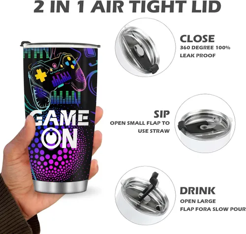 Miniatura 4 de Jekeno Taza de Jugador para Chicos - Taza de Juego de 20oz de Acero Inoxidable para Niños, Adolescentes, Hombres, Hijo, Papá, Novio, Esposo, Padre