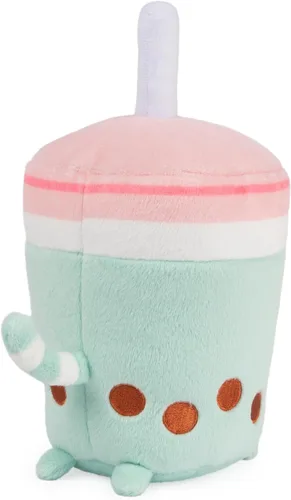 Miniatura 5 de GUND Pusheen Gato de Peluche Taza de Té Boba Animal de Peluche para Edades 8 y Más, Verde/Rosa, 6