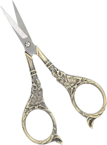 Tijeras retro europeas, elegantes manualidades de punto de cruz, herramienta de artesanía antigua hecha a mano para entusiastas de la costura, cobre