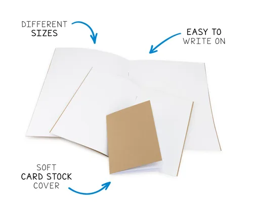 Miniatura 7 de Hygloss Libros de papel kraft en blanco, cuadernos sin forro para diario, bocetos, escritura, 24 páginas blancas (12 hojas), 8.5 x 11 pulgadas, 24