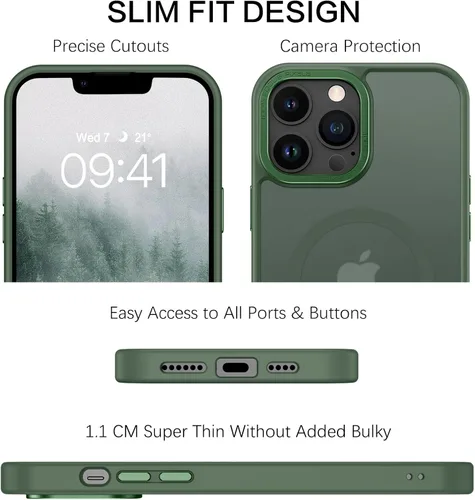 Miniatura 9 de BENTOBEN Funda magnética para iPhone 13 Pro Max, compatible con MagSafe, translúcida mate esmerilada, antihuellas, delgada, a prueba de golpes