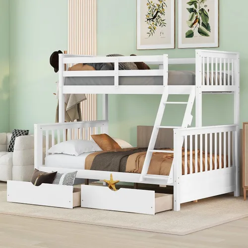 Miniatura 23 de Literas para niños con escalera, literas de madera maciza con barandilla completa