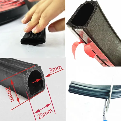 Miniatura 2 de Moyishi Tira de sello de goma para puerta en forma de D, sello deslizante de 1 pulgada, goma EPDM autoadhesiva, burlete para llenar huecos, aplicar