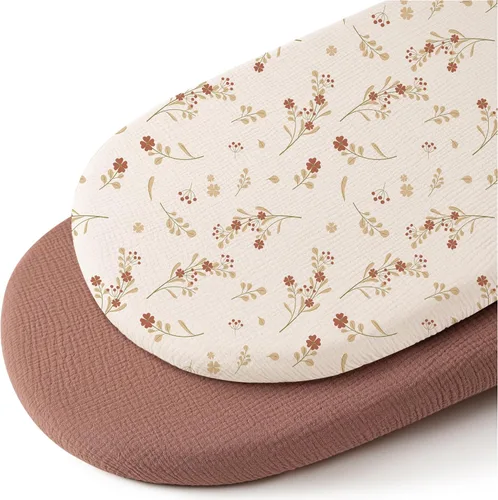 Konssy Sábanas de muselina para cuna de bebé para niña y niño, paquete de 2, sábanas ajustadas transpirables para colchón de cuna de bebé, aptas