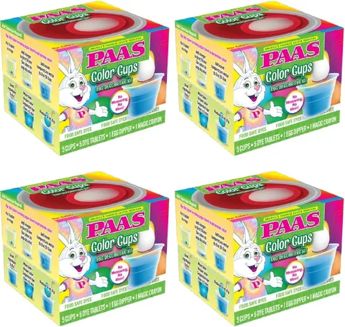 PAAS Kit de decoración de huevos de color (paquete de 4) - Tradición de Pascua favorita de Estados Unidos
