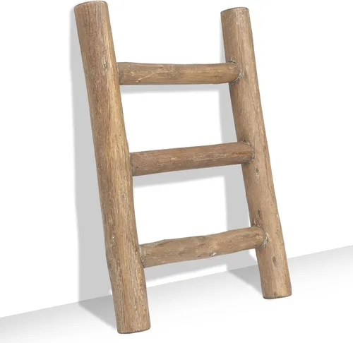 Miniatura 19 de FUIN Escalera de madera de 6 pies totalmente montada, para sala de estar, decorativa, para pared, inclinada, granja, soporte para colcha, toallero