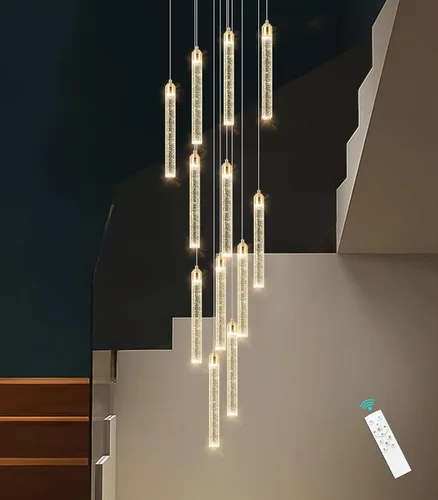 Candelabro LED regulable de 12 luces para entrada, montaje empotrado, lámpara colgante de techo, candelabros de cristal para sala de estar, Dorado