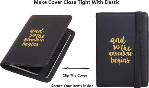 Miniatura 5 de Casmonal Funda para pasaporte con bloqueo RFID de cuero, porta tarjetas, organizador de documentos de viaje.
