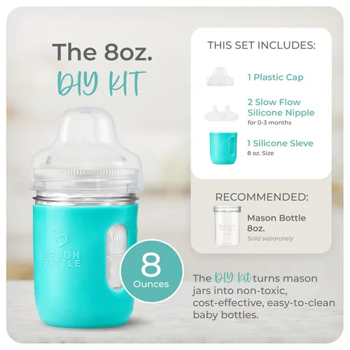 Miniatura 2 de Mason Bottle Kit de bricolaje de biberones de vidrio de 8 onzas: convierte tus tarros Mason desde casa, no tóxico, libre de BPA y BPS, 100%