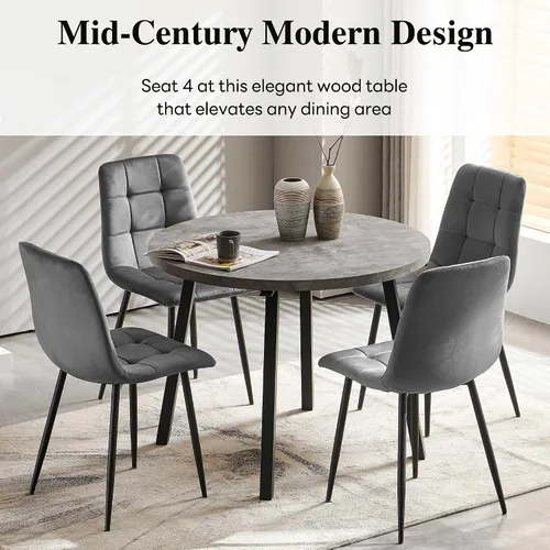 Miniatura 3 de NORDICANA Juego de comedor de madera de 5 piezas para 4, mesa de cocina pequeña con sillas tapizadas, juego de mesa redonda gris y sillas