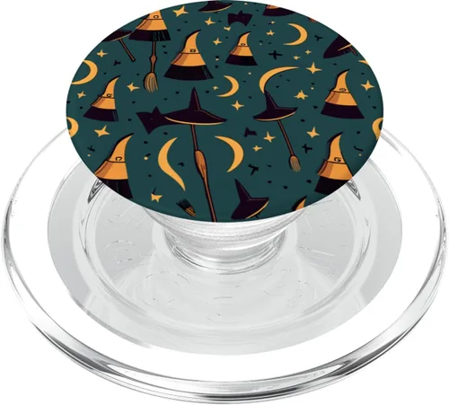 Miniatura 7 de Escoba de bruja de Halloween, patrón aterrador, gráfico de Halloween, PopSockets estándar PopGrip