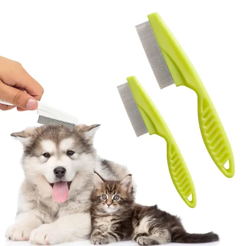 Miniatura 11 de Paquete de 2 peines multifuncionales para mascotas, cepillo de aseo para mascotas, eliminación de manchas de lágrimas mágicas finas, kit de peine
