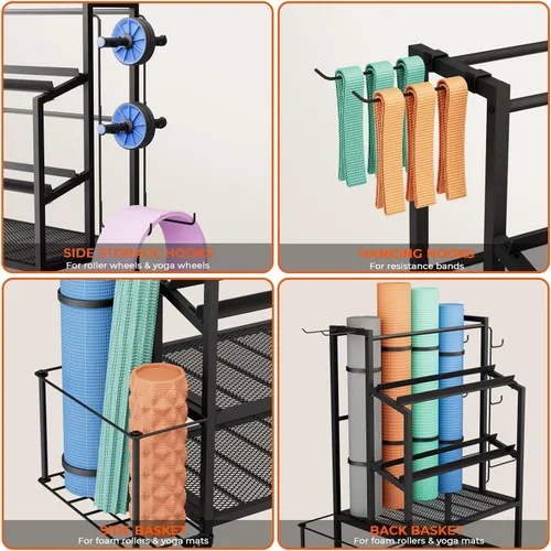 Miniatura 8 de Estante para Mancuernas de 600 LBS Soporte de Peso - Bonvork Estante de Peso Ajustable para Mancuernas, Estante de Almacenamiento de Gimnasio