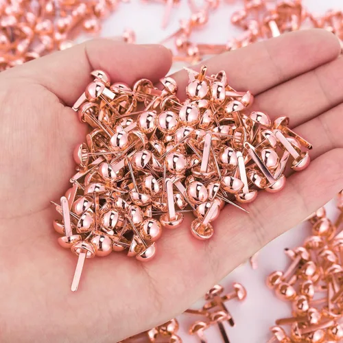 Miniatura 4 de Hotop 500 piezas de brads para manualidades de papel, sujetadores de papel redondos de latón metálico para arte artesanal, manualidades, escuela