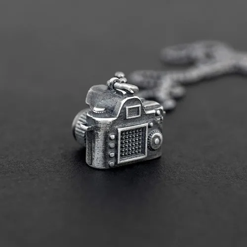 Miniatura 4 de Handmade Pendant Necklace Big sterling silver necklace on ball chain for men pendants necklace camera pendant necklace photographer necklace photo