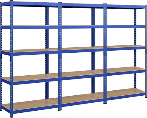 Miniatura 14 de Topeakmart 4 estantes utilitarios de 5 niveles, estantes de almacenamiento de metal, estantería de garaje, estantes de almacenamiento ajustables Azul