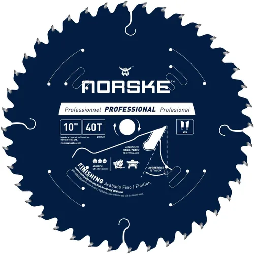 Miniatura 7 de Norske Herramientas NCSBS417 8-1/4 pulgadas 40T Socktooth Circular Acabado Hoja de Sierra 5/8 pulgadas Diámetro con Corte Láser Diamante Knockout