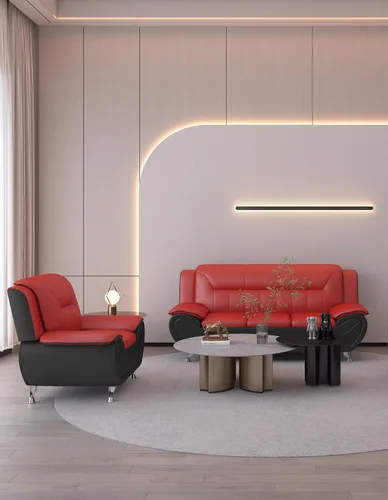 Miniatura 15 de Container Furniture Direct Silla y sofá de piel sintética de estilo moderno con reposabrazos extra cómodos, ideal para sala de estar, dormitorio u