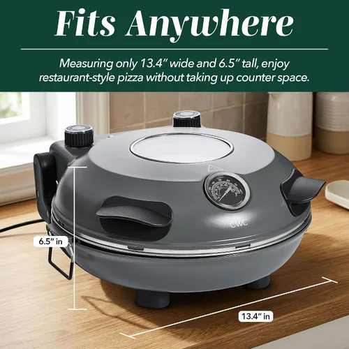 Miniatura 8 de Horno de Pizza Eléctrico de Encimera Cook With Color – Fabrica Pizzas con Costra Crujiente, Calienta hasta 800˚F, Piedra Cerámica de 12 Pulgadas