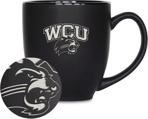 Miniatura 262 de Rico Industries - Taza de cerámica mate negra con grabado láser estándar de 15oz para NCAA (escuelas T & U) - Para bebidas calientes o frías