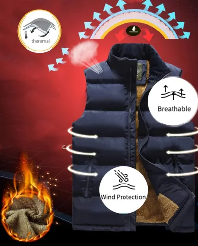 Miniatura 7 de Vcansion Men's Outdoor Casual Stand Collar Padded Vest Coat