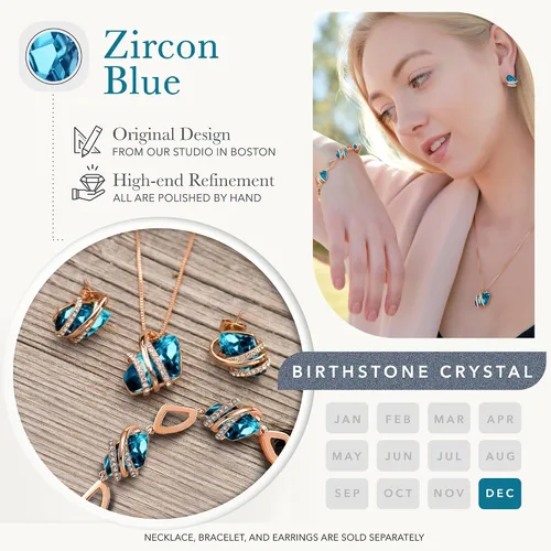 Miniatura 24 de Leafael Wish Stone - Collar con dije chapado en oro rosa de 18 quilates, con cristales de Swarovski, joyería de piedra natal, 18 pulgadas + 2