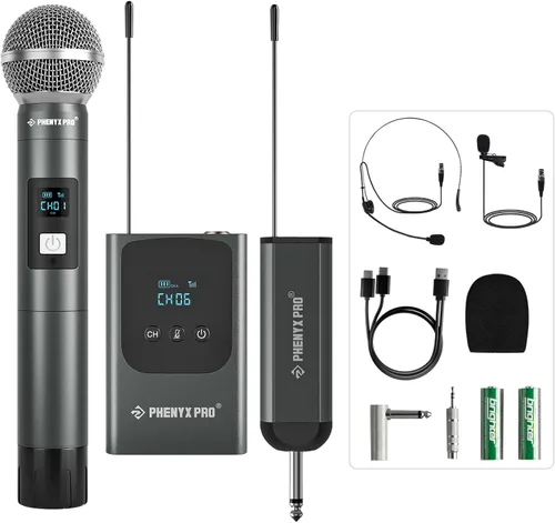 Miniatura 2 de Phenyx Pro Sistema de micrófono inalámbrico digital dual PDP-2-1H1B Bundle con receptor inalámbrico portátil PWR-P-900