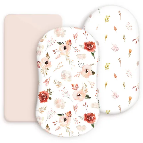 GRSSDER - Juego de 3 sábanas elásticas ultrasuaves para moisés, ajuste universal para colchón rectangular u ovalado de cuna o moisés, bonita naranja
