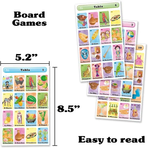 Miniatura 4 de Lotería Fiesta - Juego de bingo mexicano en español para 10 jugadores - 10 tableros de juego y baraja completa de cartas de llamada