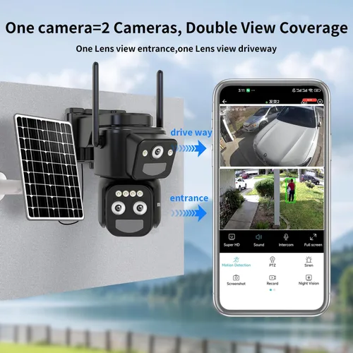 Miniatura 3 de LETSCEE Cámaras de seguridad inalámbricas para exteriores alimentadas por energía solar para seguridad del hogar, cámara exterior de visión de 360°