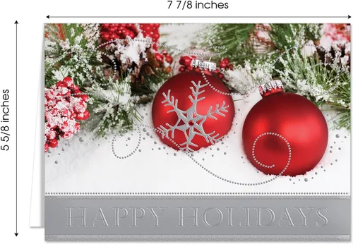 Miniatura 6 de Masterpiece Adorno Navideño Brillante Tarjetas de Navidad / Juego de 16 Tarjetas Navideñas en Caja con Acentos de Papel Aluminio Plateado y Sobres