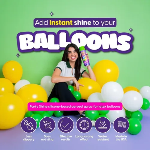 Miniatura 2 de Shiny Fiesta Party Shine Balloon Shine Spray, Spray de Silicona para Globos de Látex, Spray de Brillo para Globos, Impermeable, Sin Fragancia y Sin