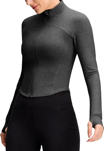 QUEENIEKE Womens Athletic Workout Jackets Cottony-Soft Full Zip Slim Fit Running Jacket 0703