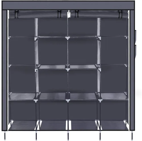 Miniatura 8 de Vasitelan Armario portátil, organizador de armario independiente con tapa, varillas para colgar, estantes, 4 bolsillos laterales, 17 x 66 x 66 Negro