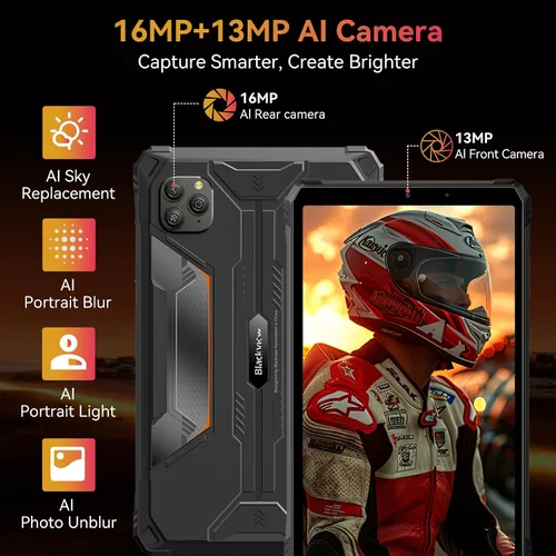 Miniatura 8 de Blackview Tablet resistente de 9 pulgadas, Android 15 tableta impermeable con Gemini AI, 18GB+128GB TF 2TB, 180Hz, IP68/IP69K, MIL-STD-810H a prueba