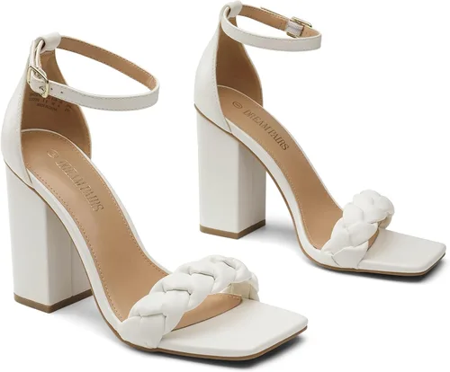Miniatura 3 de DREAM PAIRS Tacones de mujer para mujer, trenzados, puntera abierta, correa de tobillo, tacón alto, sandalias de tacón grueso, para fiesta, boda