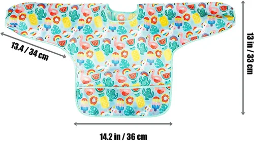 Miniatura 5 de PandaEar Paquete de 5 baberos de manga larga para bebé, babero impermeable de manga completa para bebés de 6 a 36 meses Rosa