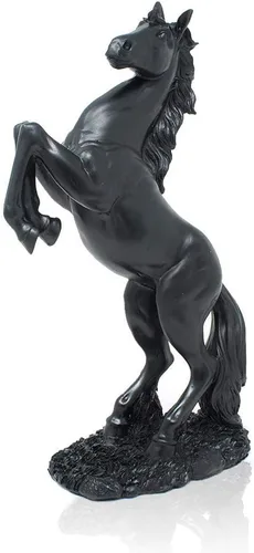 Lependor Estatua de resina de caballo de pie, escultura de caballo de lucha para decoración del hogar, figura de arte, adorno decorativo de Negro