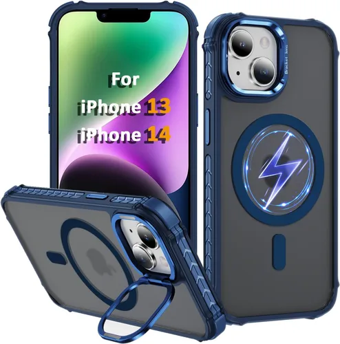 Miniatura 40 de i Phone 13 - Funda para iPhone 14, compatible con carga inalámbrica MagSafe, resistente, a prueba de golpes, soporte ajustable, color rojo mate