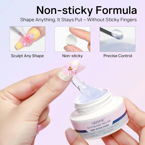 Miniatura 4 de MIZHSE Gel 3D transparente para arte de uñas, gel constructor sólido para uñas, 5 en 1, escultura no pegajosa, geles de extensión de uñas