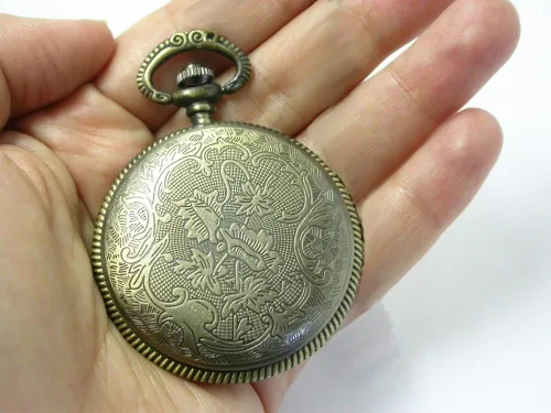 Miniatura 4 de CoolRings - Reloj de bolsillo anatómico con forma de corazón, estilo antiguo, tono bronce con cadena para hombre o mujer