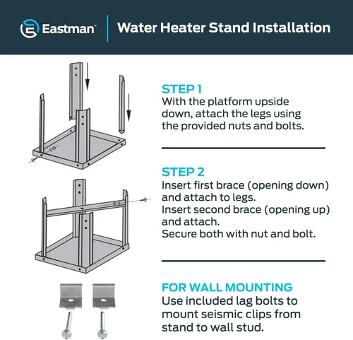 Miniatura 5 de Eastman Soporte para calentador de agua, 24 pulgadas x 24 pulgadas x 18 pulgadas de alto, capacidad de carga de 1200 libras, 86279