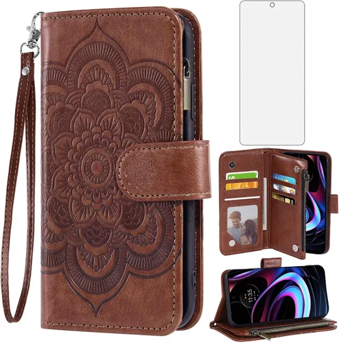 Miniatura 11 de Asuwish Funda para teléfono Motorola Moto Edge 2021/MotoEdge 5G UW con protector de pantalla de vidrio templado y soporte para tarjeta de crédito