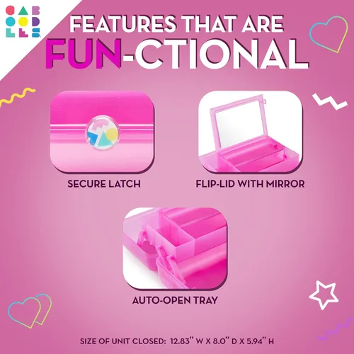 Miniatura 5 de Caboodles On-The-Go Girl - Caja de maquillaje para chicas, dos tonos violeta sobre brillo plateado, caja organizadora de maquillaje de plástico
